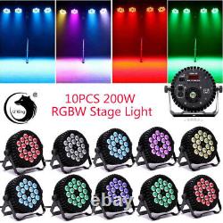 10PCS 200W 18 LED PAR Can Stage Lighting RGBW DMX Club DJ Disco Party Show Light
