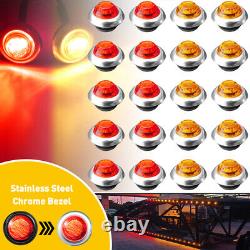 10/20X 3/4 Round LED Side Marker Light With Stailness Base for Truck Trailer US
