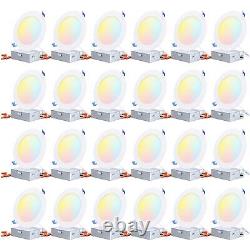 12/18/24-Pack 6 Inch Dimmable 10W LED Recessed Light with Junction Box, 5CCT