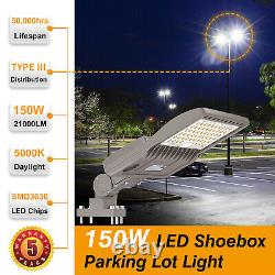 150W LED Parking Lot Light Commercial Outdoor Shoebox Street Lighting Fixture US
