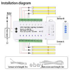 16 Steps LED Strip Light Stair Lighting Controller Motion Sensor System Full Set
