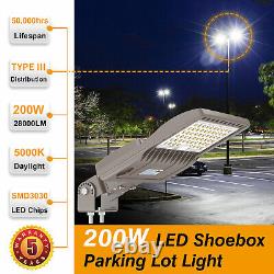 200W LED Parking Lot Light Commercial Outdoor Shoebox Street Lighting Fixture US