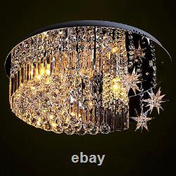 23.6 Modern Crystal LED Moon Star Light Ceiling Lamp Chandelier Lighting E12