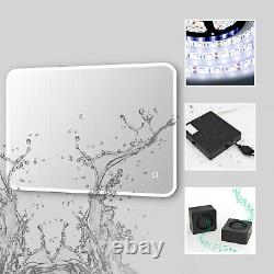 28x36in LED Lighted Bathroom Mirror Vanity Touch Sensor Bluetooth Anti-fog IP44