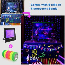 2Pack 100W UV LED Black Light for Glow Party Club Stage Lighting IP66+Free Tapes