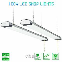 2-PACK 4FT LED Shop Light 100W 13000LM Linkable Ceiling Tube Light Fixture 5000K