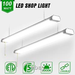 2-PACK LED Shop Light 100W 13000LM Linkable Ceiling Tube Garage Lighting Fixture