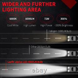 2x Lasfit H7 Low Beam LED Headlight Bulbs 72W 6000K Bright Cool White Plug Play