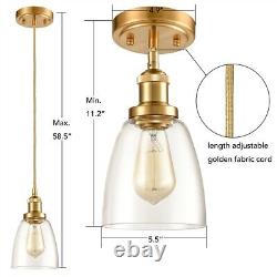 3pcs Gold Pendant Lighting for Kitchen Island Modern Pendant Light Glass Shade