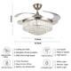 42/36 Crystal Chandelier Invisible Ceiling Fan Light With 3-color Led Remote Us