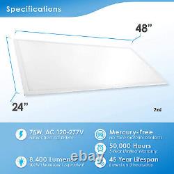 4PACK 2x4FT LED Flat Panel Light, 5000K Daylight Fixture 75W- 7800LM Drop Ceiling