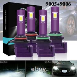 WFLNHB 4 Bulbs Set 9005 9006 Combo COB LED Headlight Conversion Kit High Low/High Beam Bulbs 8000K ICE Blue 