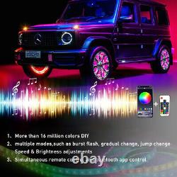 4x 15.5'' RGB Wheel Ring Lights LED Light For Truck Car Rim Lights Bluetooth APP