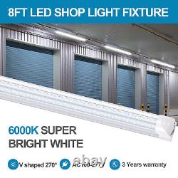 6PACK 8FT LED Shop Light 120W T8 Linkable LED Light Fixture For Garage Warehouse