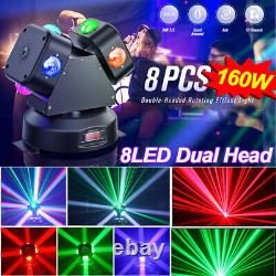 8LED 160W Dual Moving Head Light RGBW Beam Stage Lighting DJ Disco Club Show DMX