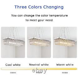 8 Lights Rectangle Chandelier Light K9 Crystal Hanging Raindrop Pendant Lighting