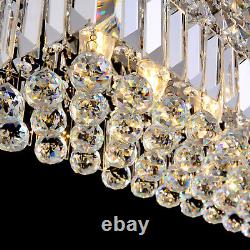 8 Lights Rectangle Chandelier Light K9 Crystal Hanging Raindrop Pendant Lighting