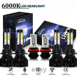 9005 9006 3900W 410000LM Combo LED Headlight Hi-Low Beam Fog Bulbs 6000K White 