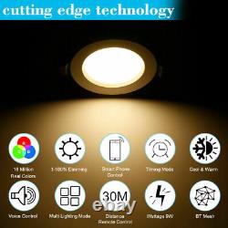 9W Smart RGB CW+WW LED Ceiling Lamp Downlight Bulbs Bluetooth APP Spotlight
