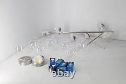Adjustable 6 Light Modern Lighting Fixture Chandelier w Clear Globes Silver