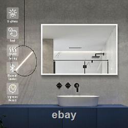 Bathroom LED Illuminated Wall Mounted Vanity Mirror Bluetooth Touch 28x40 inch