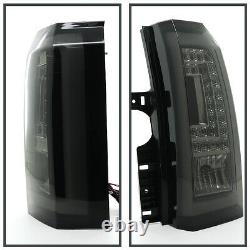 Fits 2015-2020 GMC Yukon XL Glossy Black Smoke LED Tail Brake Lights Lamps L+R