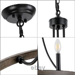 French Country Chandelier Wood Pendant Light Fixture Farmhouse Rustic Lighting