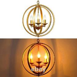 Gold Chandelier Brass Modern Hanging Lamp Globe Pendant Light Fixture Kitchen US