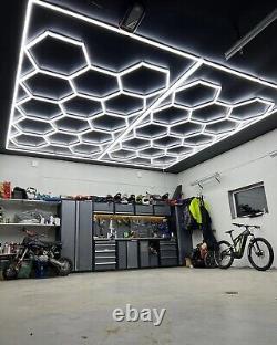 LED HEXAGON GARAGE LIGHTS HONEYCOMB FOR DETAILING SHOWROOM OFFICE HEX 60k Lumens