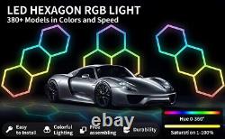 LED Hexagon Lights 3 Pack RGB Color Change Linkable Garage Retail Store Gym