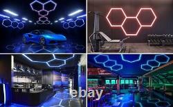 LED Hexagon Lights 3 Pack RGB Color Change Linkable Garage Retail Store Gym