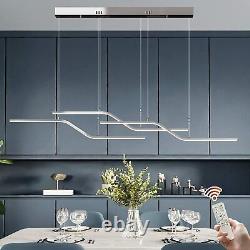 LED Modern Pendant Light Dimmable Linear Wave Chandelier for Dining Room Kitchen