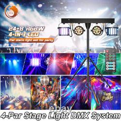 LED Par Lights System Remote RGBW DMX Stage Lighting DJ Disco Uplights withTripod