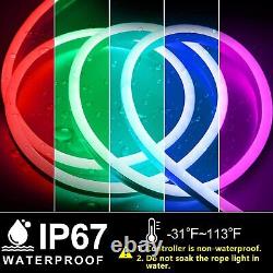 LED RGB Neon Rope Light 50ft/15m IP67 Linkable Multicolor Neon Strip Lighting