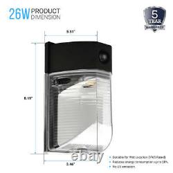 LED Wall Pack Light Photocell 26W, 3000LM, 110V- 277V UL DLC Premium, IP65
