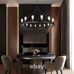 Large Chandelier Black 16 Light Fixture Farmhouse Living Room Pendant Lighting