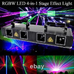 Laser Light 460mW 4 Lens 4 Beam RGBY DJ Stage Lighting Disco Show DMX Projector