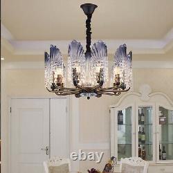 Luxury 10-Light Crystal Chandelier Living Room E12 Lighting LED Ceiling Lamp