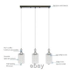 Luxury Crystal Chandelier Pendant Light Ceiling LED Lighting Rectangle Base