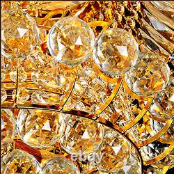 Luxury Crystal K9 Chandelier LED 7 Colors Ceiling Pendant Fixtures Lighting Gold