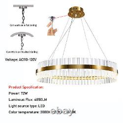 Luxury Crystal Ring Chandelier LED Ceiling Light Circle Pendant Lamp Lighting