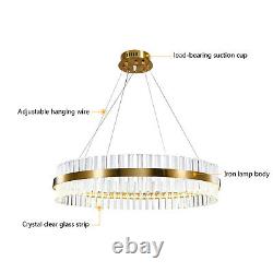 Luxury Crystal Ring Chandelier LED Ceiling Light Circle Pendant Lamp Lighting