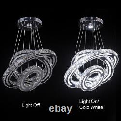 Modern Chandelier Crystal Pendant Lamp LED Round Ceiling Light Hanging Lighting