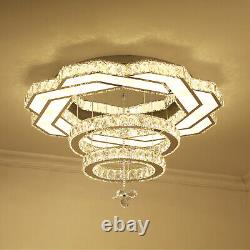 Modern Crystal LED Ceiling Light Chandelier Lamp Flush Mount Lighting Fixture