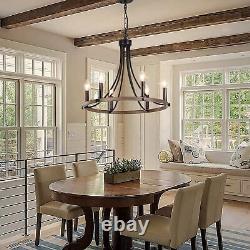 Modern Farmhouse Chandelier Rustic Wood Pendant Lighting French Style Fixture US