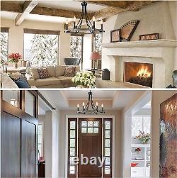 Modern Farmhouse Chandelier Rustic Wood Pendant Lighting French Style Fixture US