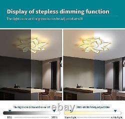 Modern LED Ceiling Light, Dimmable Acrylic Flower Shape Gold Chandelier Lighting