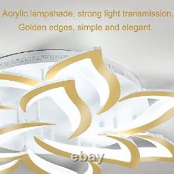 Modern LED Ceiling Light, Dimmable Acrylic Flower Shape Gold Chandelier Lighting