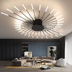 Modern LED Ceiling Light Lamp, 128cm Black Lighting Fixture, 42 Light Lighting