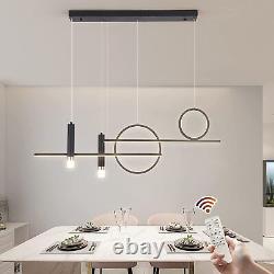 Modern Linear LED Chandelier Dimmable Pendant Lighting with Remote for Kitchen